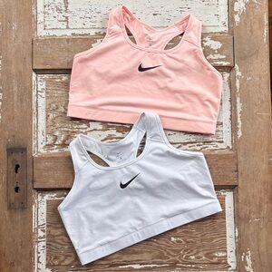 Nike Blush Pink and White Sports Bra Dri-Fit 2X